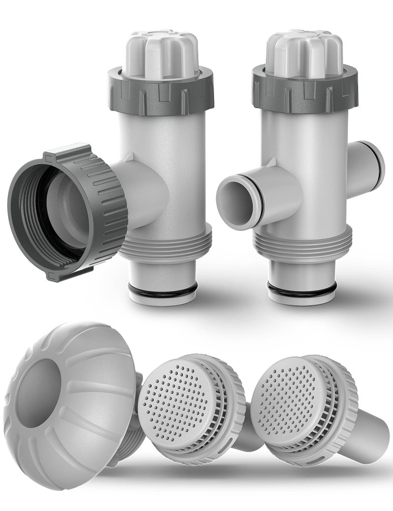 POOLHACKER Pool Filter Part Kit Set (Plunger Valve, Split Hose Plunger Valve, 1 ¼ Inch Pool Outlet Strainer, Large Inlet Nozzle Set) - Image 1