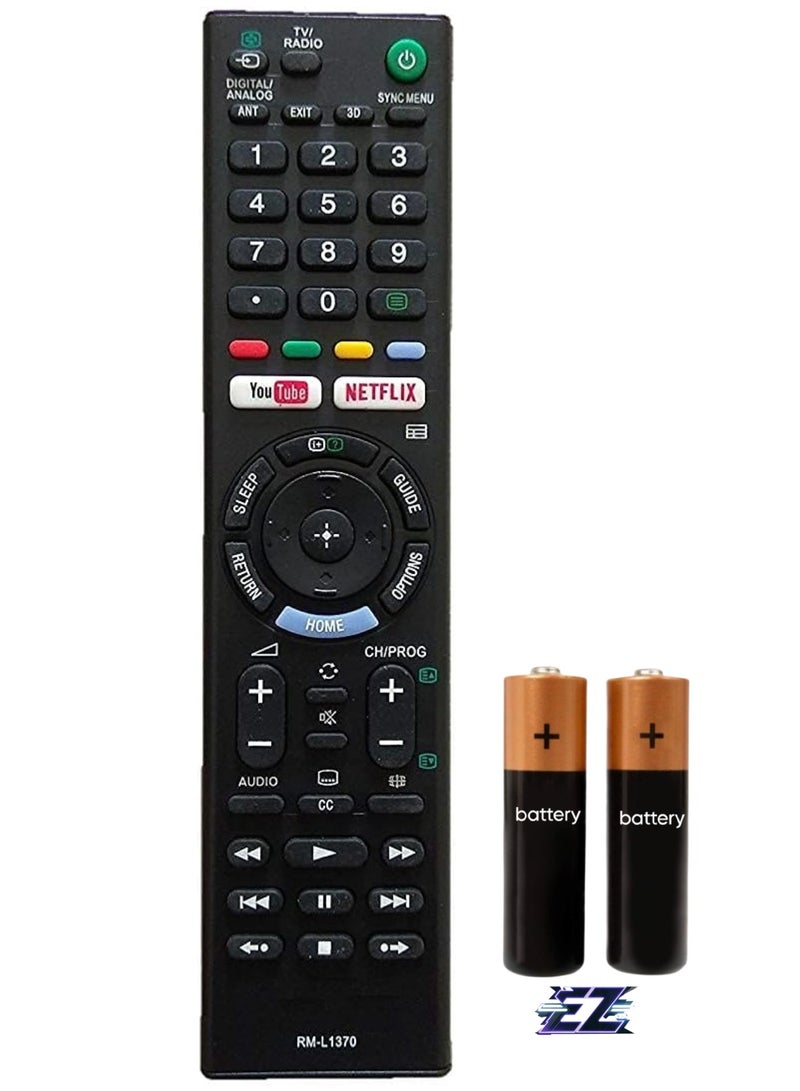 ELTRAZONE RM-L1370 Remote Control Compatible with LCD LED TV Sony YouTube Netflix with battery - Image 1