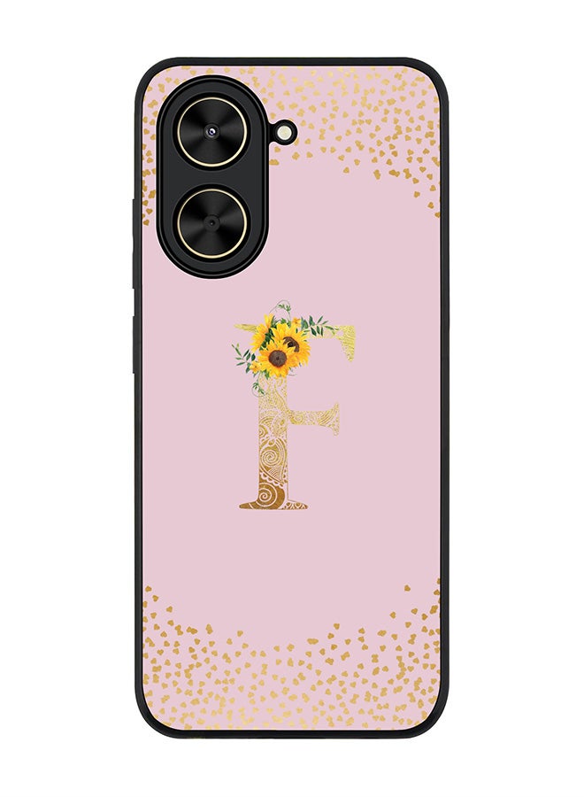 Stylizedd For Xiaomi Poco C71 / Redmi A5 4G Case,Slim fit Camera Protection, Shockproof Thin Phone cover  - Custom Floral Monogram - F  (Pink )