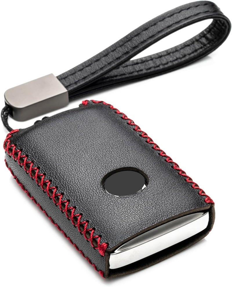 Vitodeco Genuine Leather Smart Key Fob Case Cover Protector Compatible with Mazda 3, Mazda 3 Hatchback, Mazda 6, CX-5, CX-50, CX-3, CX-30, CX-9, CX-90 2020-2024 (4-Button, Black/Red) - Image 1