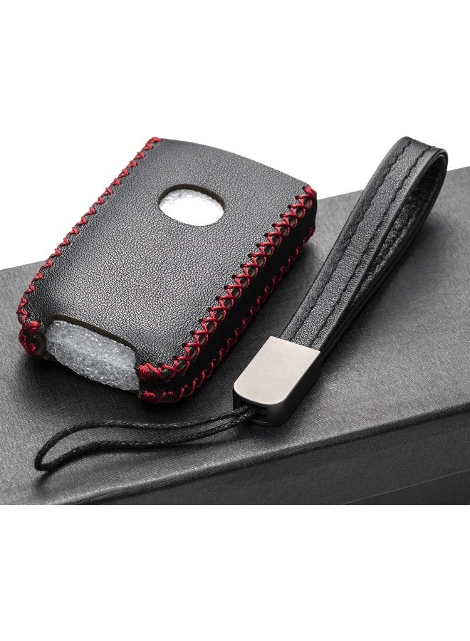 Vitodeco Genuine Leather Smart Key Fob Case Cover Protector Compatible with Mazda 3, Mazda 3 Hatchback, Mazda 6, CX-5, CX-50, CX-3, CX-30, CX-9, CX-90 2020-2024 (4-Button, Black/Red) - Image 4