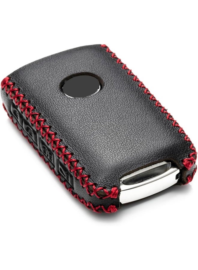 Vitodeco Genuine Leather Smart Key Fob Case Cover Protector Compatible with Mazda 3, Mazda 3 Hatchback, Mazda 6, CX-5, CX-50, CX-3, CX-30, CX-9, CX-90 2020-2024 (4-Button, Black/Red) - Image 3