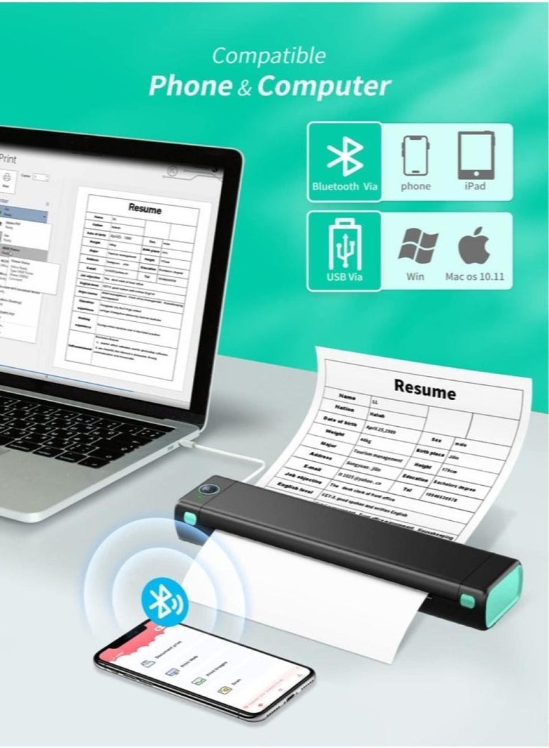 phomemo M08F A4 Portable Thermal Printer, Supports 8.26"x11.69" A4 Thermal Paper, Wireless Mobile Travel Printers for Car & Office, Bluetooth Printer Compatible with Phone & Laptop. - Image 3