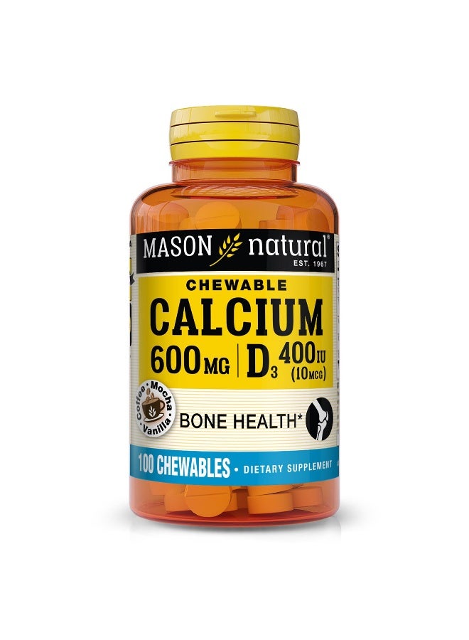 Mason Natural Calcium 600 mg with Vitamin D3, 100 Day Supply, Supports Healthy Bones & Normal Muscle Function, Coffee Mocha Flavor, 100 Chewables  - Image 1