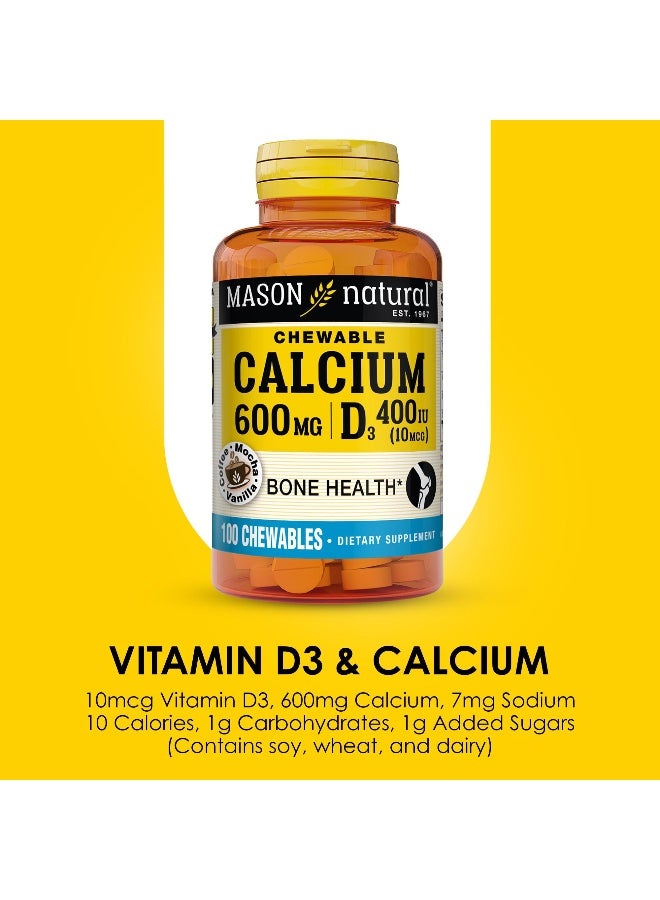 Mason Natural Calcium 600 mg with Vitamin D3, 100 Day Supply, Supports Healthy Bones & Normal Muscle Function, Coffee Mocha Flavor, 100 Chewables  - Image 4