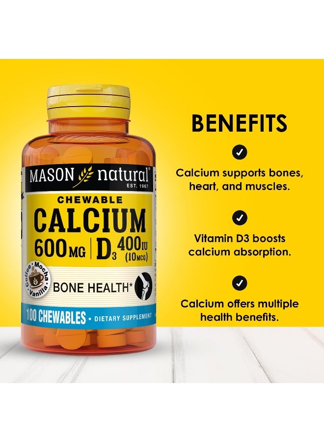 Mason Natural Calcium 600 mg with Vitamin D3, 100 Day Supply, Supports Healthy Bones & Normal Muscle Function, Coffee Mocha Flavor, 100 Chewables  - Image 2