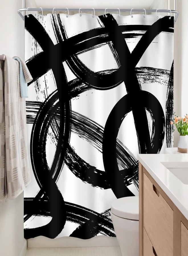 Newsely Black White Abstract Shower Curtain 60Wx72L Inch Modern Graffiti Minimalist Line Simple Shower Curtain Bathroom Set Sketch Cool Unique Waterproof Bath Decoration Accessories Home Decor - Image 4