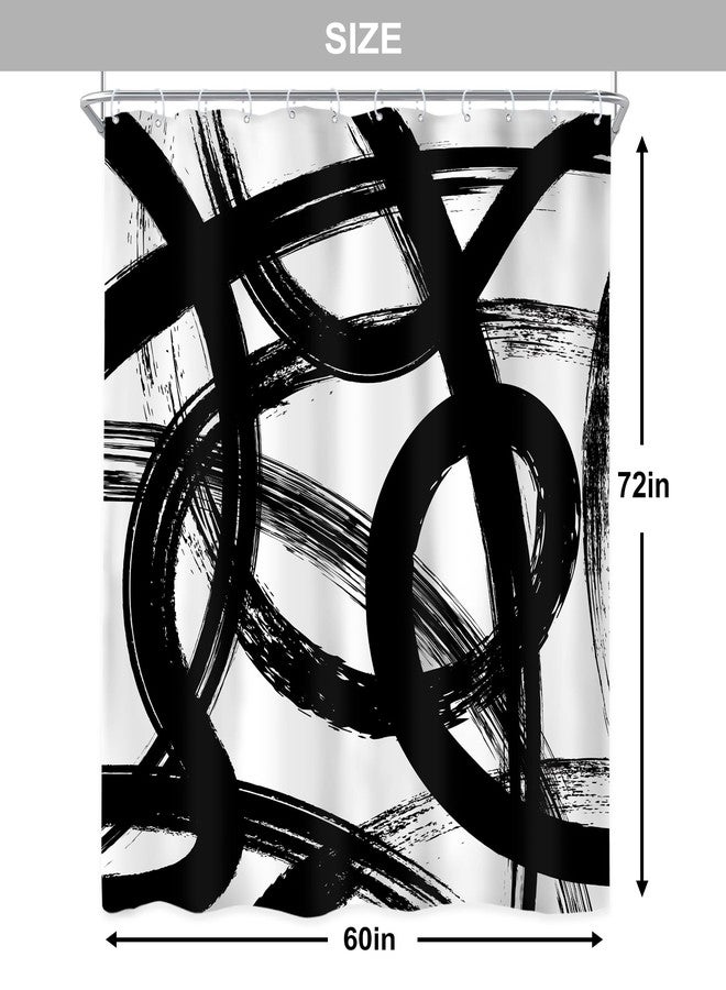 Newsely Black White Abstract Shower Curtain 60Wx72L Inch Modern Graffiti Minimalist Line Simple Shower Curtain Bathroom Set Sketch Cool Unique Waterproof Bath Decoration Accessories Home Decor - Image 5