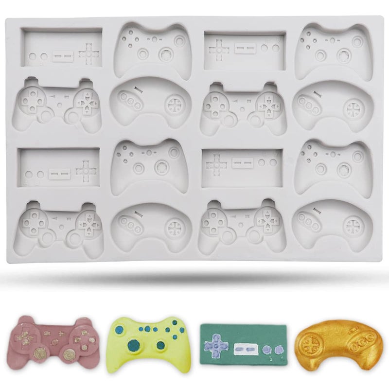 SAKOLLA Game Controller Silicone Molds 16 Cavity Video Game Controller Molds for Chocolate Candy Cake Decoration Cake Pops Resin