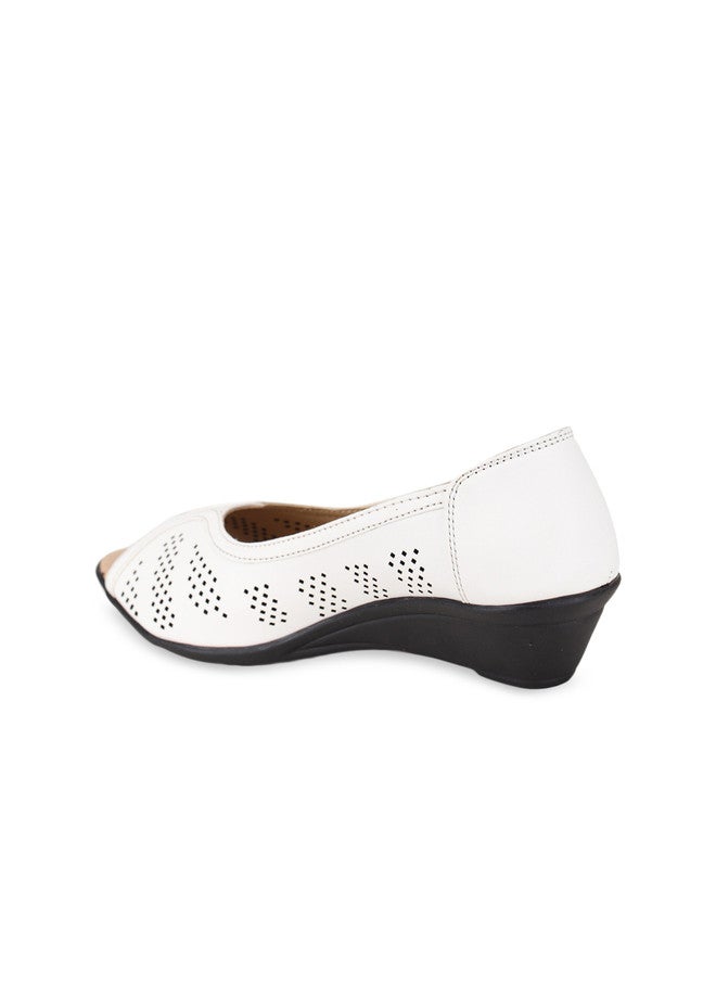 She Zone Shezone White Wedge Peep Toes for Women - Image 3