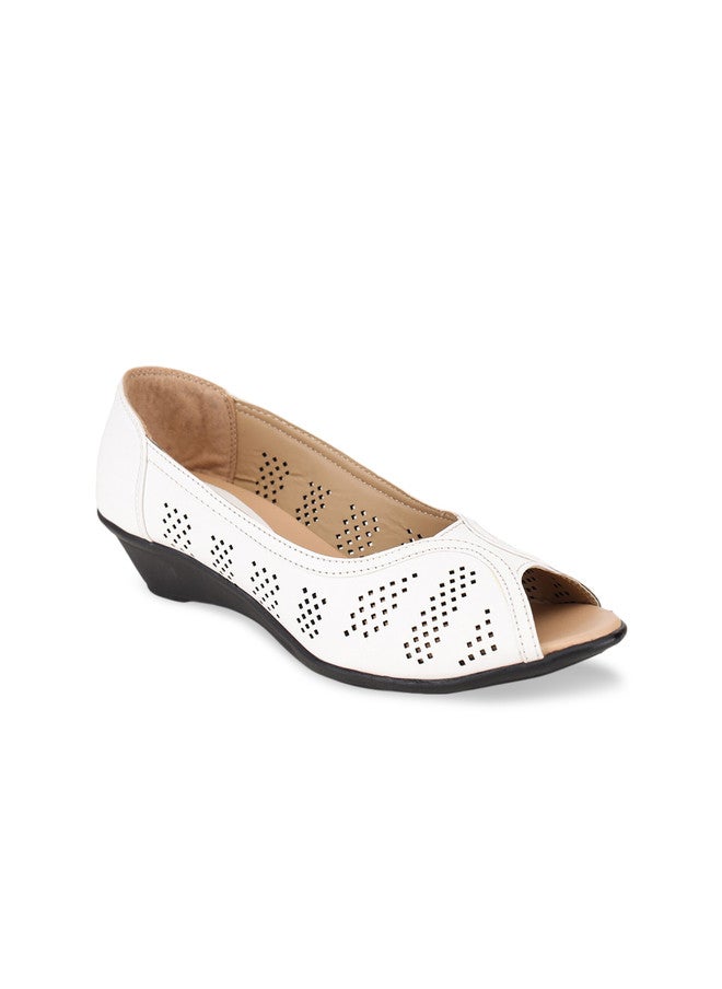 She Zone Shezone White Wedge Peep Toes for Women - Image 2