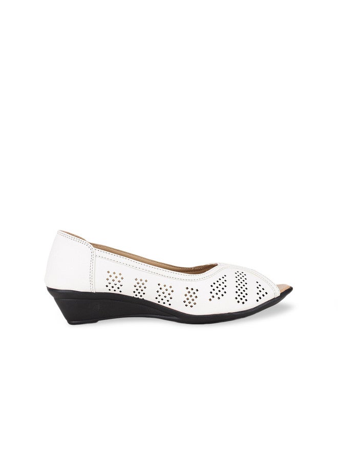She Zone Shezone White Wedge Peep Toes for Women - Image 4