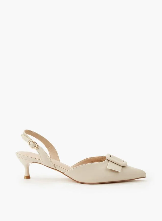 Celeste IVORY Women Buckle Detail Kitten Heel Pointed Toe Shoes for Women | Best Price UAE