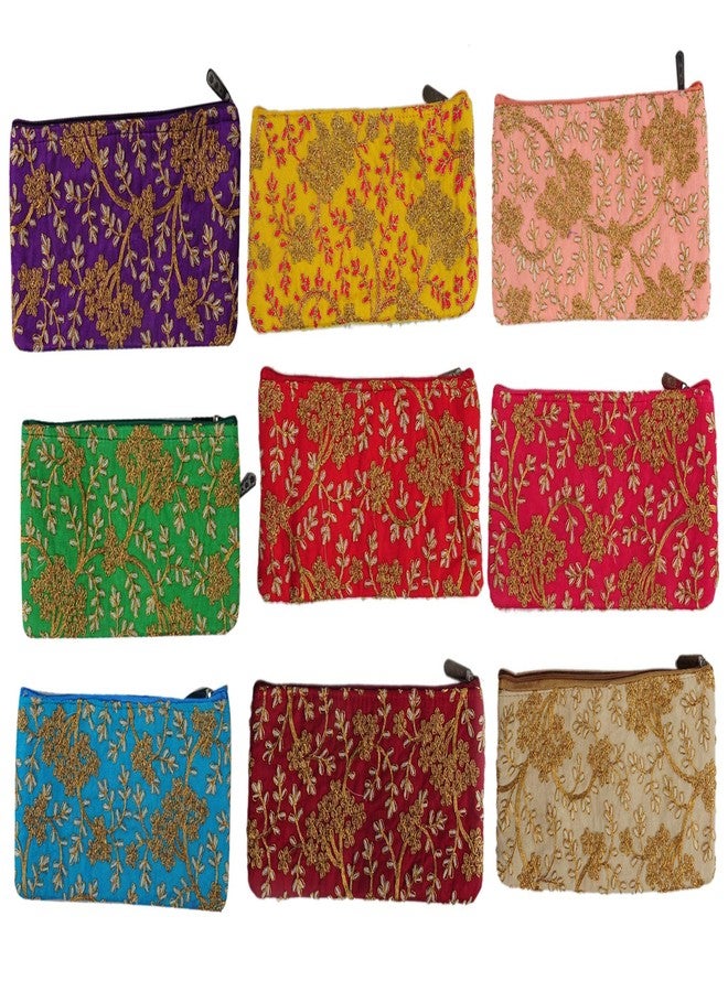 SuneshCreation Sunesh Creation Traditional Silk Pouch Light Weight Women's Clutch Wedding Clutch Purse Handbag Party Bag (Pack of 3, Color Assorted) - Image 2