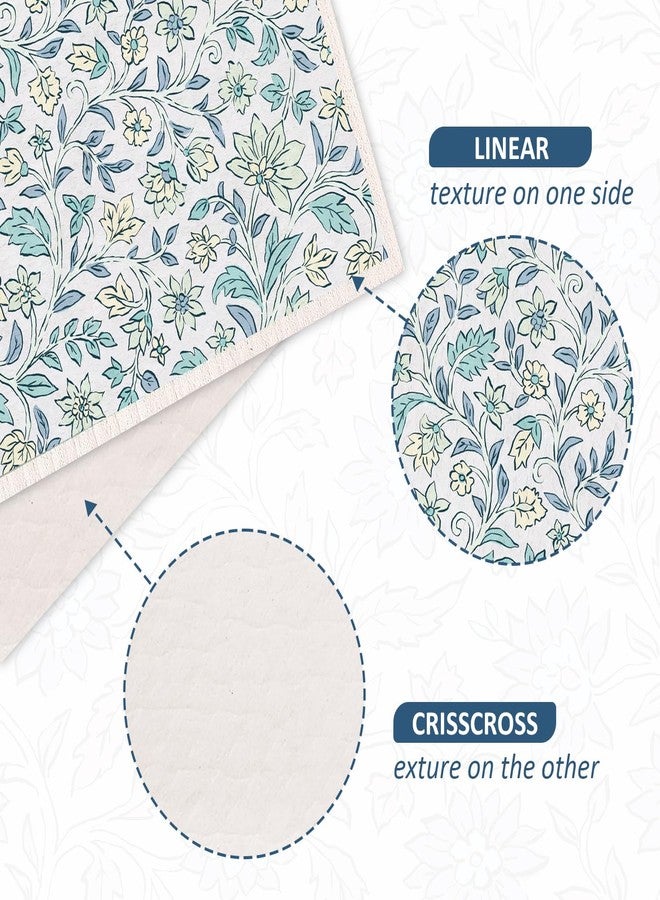 Quera Swedish Dishcloths for Kitchen Blue Botanical Floral Absorbent Cotton Kitchen Dish Towel for Party Home Housewarming Hand Washing Wipes 6.7 x 7.7 Inch, 6Pcs - Image 4
