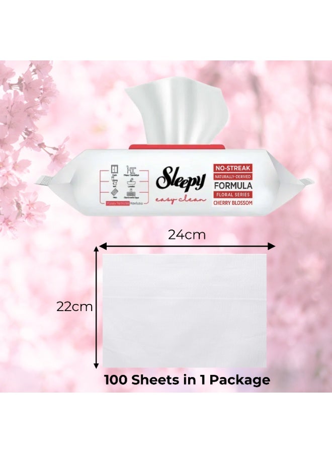 Sleepy Easy Clean Surface Cleaning Wipes - Cherry Blossom 3 Pack - 300 Wipes - Image 2