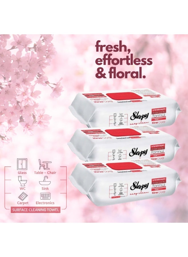 Sleepy Easy Clean Surface Cleaning Wipes - Cherry Blossom 3 Pack - 300 Wipes - Image 3