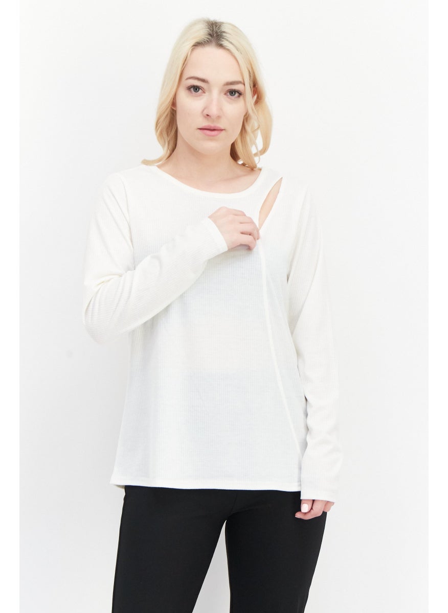 Women Round Neck Long Sleeve Textured Top, Off White - pzsku/ZADCB22AF149D84CF6A88Z/45/_/1724350880/000f1fdf-cdd9-41a0-bcda-a575c469a5a0