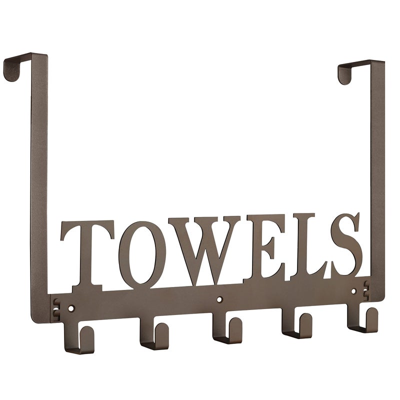 Kuhome Towel Hooks for Bathroom Over the Door Hooks Wall Mount Rack Holder, Heavy Duty Robe Hooks Hanger for Metal Sandblasted Organizer for Towel Clothes Bag Robe(Coffee) - Image 1