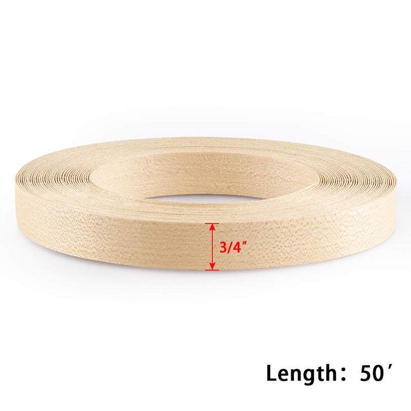Skelang Maple 3/4" x 50' Roll Wood Veneer Edge Banding Preglued Iron-On with Hot Melt Adhesive Edgebanding Flexible Wood Tape - Image 2