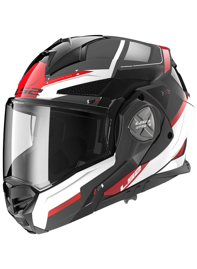 LS2 ADVANT X Modular Motorcycle Helmet Black Red White Size XXL | Flip-Up 180° Modular Helmet - Image 1
