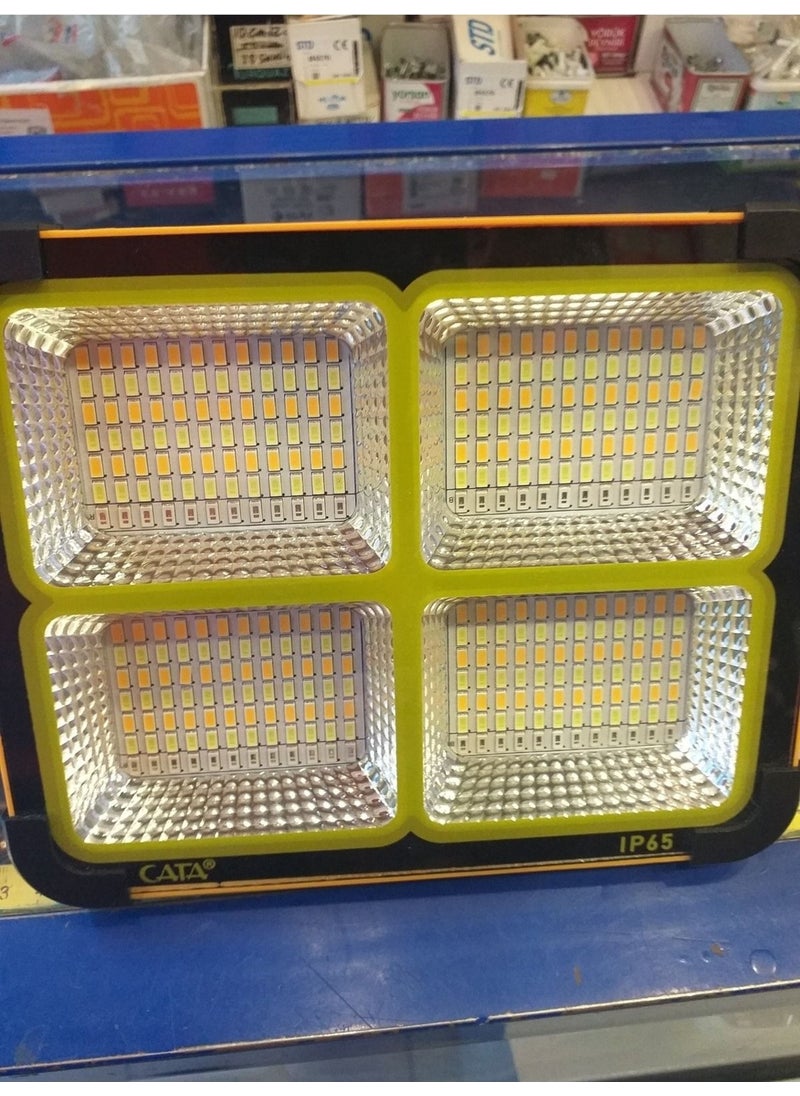 CATA Solar Powered 200W LED Floodlight Portable Yellow White and Strobe Light Lamp  - Image 1