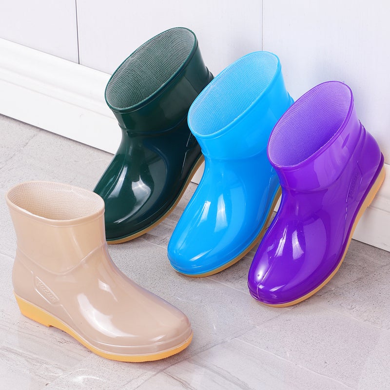 Short-Tube Labor Protection Black Men'S Rain Boots Women'S Rain Boots Non-Slip Kitchen Cleaning Tendon Bottom Water Shoes Slip-On Rubber Shoes Men'S Water Shoes - Image 4
