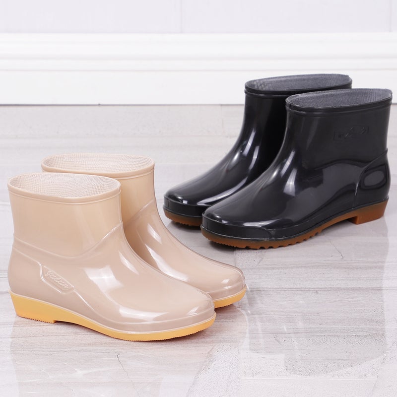 Short-Tube Labor Protection Black Men'S Rain Boots Women'S Rain Boots Non-Slip Kitchen Cleaning Tendon Bottom Water Shoes Slip-On Rubber Shoes Men'S Water Shoes - Image 3