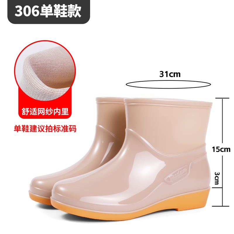 Short-Tube Labor Protection Black Men'S Rain Boots Women'S Rain Boots Non-Slip Kitchen Cleaning Tendon Bottom Water Shoes Slip-On Rubber Shoes Men'S Water Shoes - Image 1
