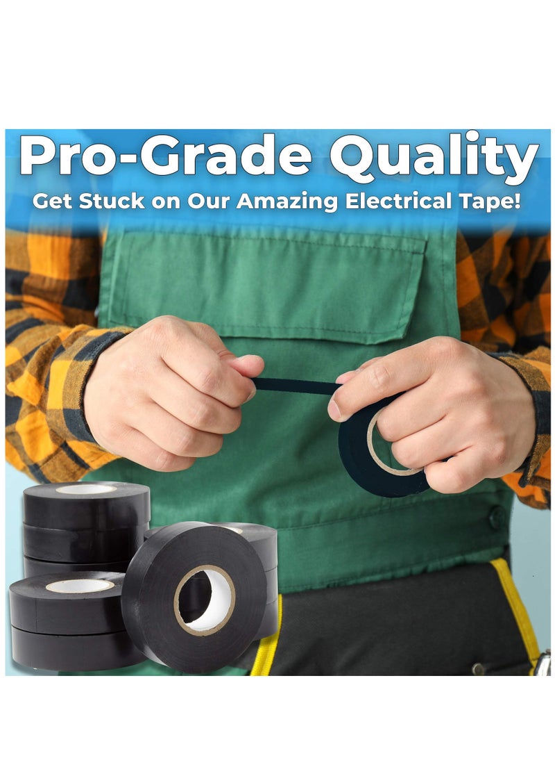 Excefore Black Electrical Tape Jumbo Roll 10 Pack, Huge 60 Foot Rolls Of 3/4 Inch PVC Vinyl With Ultra Weather-Resistant Adhesive. Withstands High Heat for Electrician Automotive Use  - Image 4
