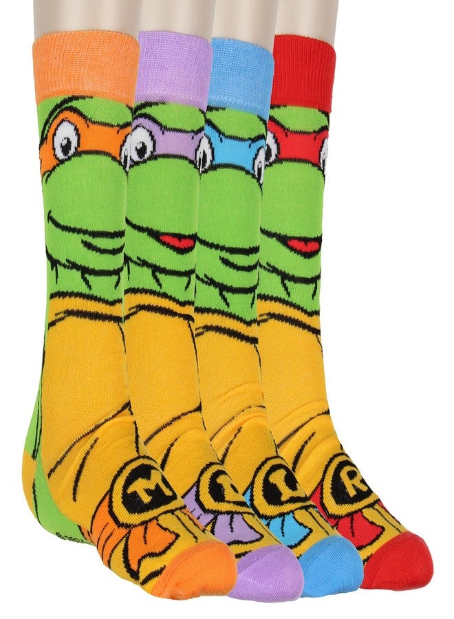 Hyp TMNT Socks Teenage Mutant Ninja Turtle 4Pk Michelangelo Donatello Raphael Leonardo Crew Mens Socks Shoe Size 6-12 - Image 1