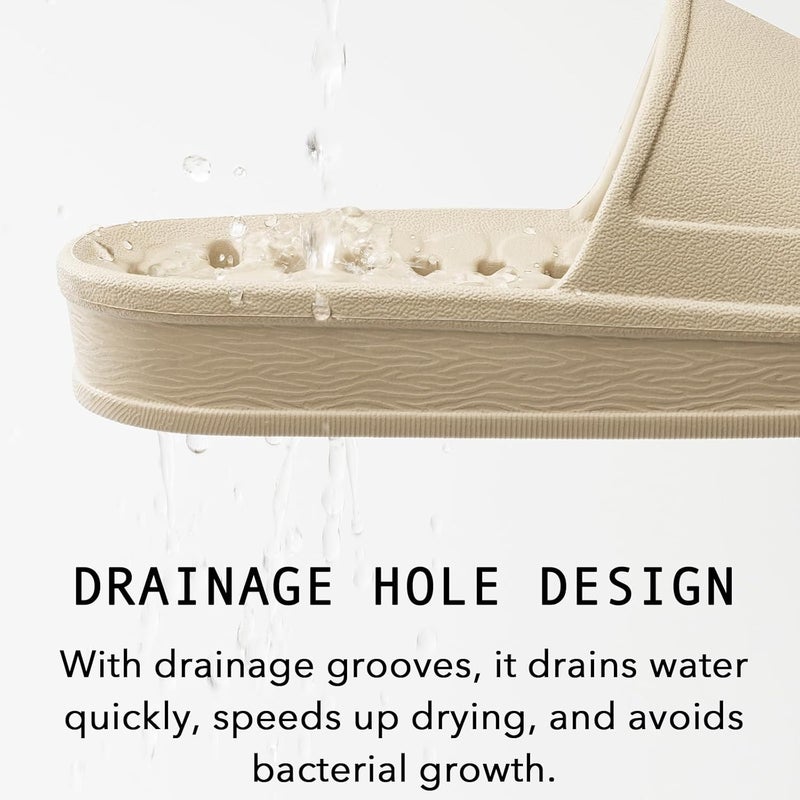GETOEU Shower Shoes for Women and Men with Drain Holes Massage Slide Sandals Soft Cushioned Anti-Slip Pool Slides Comfort Thick Soled Gym Shower Shoes Quick Drying Bathroom Spa Slippers - Image 3