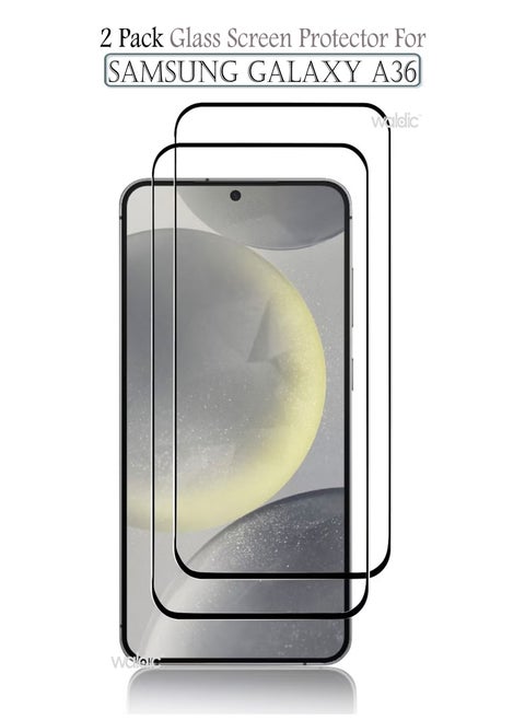 2 Pack Screen Protector for Samsung Galaxy A36 | Tempered Glass Available in Combo Pack Compatible with Samsung Galaxy A36 | Screen Protector Full HD Quality Tempered Glass Anti-Scratch Edge to Edge Coverage with Easy Installation Kit - Black