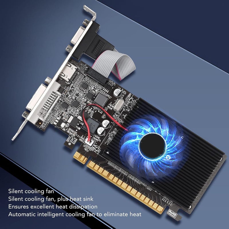 GOWENIC 210 Graphics Card, 1GB DDR3 64 Bit PCI Express 2.0 x 16 Video Graphics Card with DVI VGA Port, Support DirectX10.1, Computer Graphics Card with Cooling Fan - Image 2