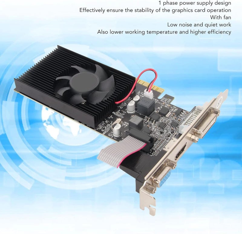 GOWENIC 210 Graphics Card, 1GB DDR3 64 Bit PCI Express 2.0 x 16 Video Graphics Card with DVI VGA Port, Support DirectX10.1, Computer Graphics Card with Cooling Fan - Image 4