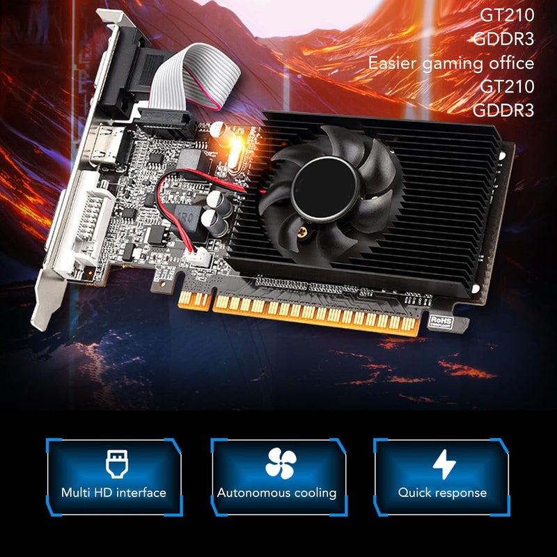 GOWENIC 210 Graphics Card, 1GB DDR3 64 Bit PCI Express 2.0 x 16 Video Graphics Card with DVI VGA Port, Support DirectX10.1, Computer Graphics Card with Cooling Fan - Image 3