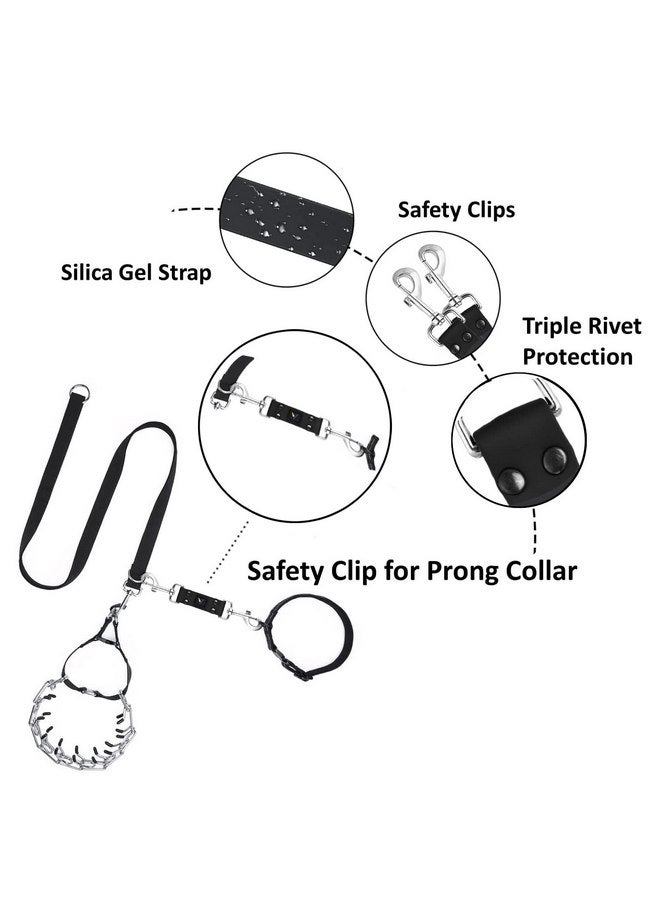 DEYACE Dog Collar Safety Clip, 2 Pack Waterproof Heavy Backup for Prong Collar, Dog Harness Collar Leash Connector (8-Inches, Black) - Image 2