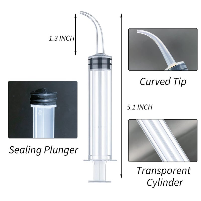 HiMo Wisdom Teeth Syringe, 5 Pack Irrigation Dental Syringes with Curved Tip for Dental Care Liquid Oral Tonsil Stone - Image 3