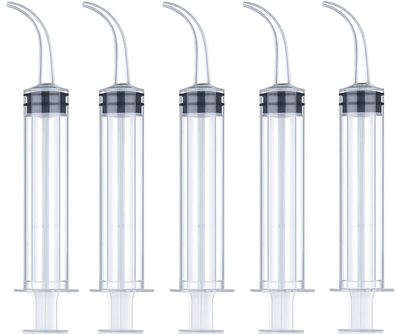 HiMo Wisdom Teeth Syringe, 5 Pack Irrigation Dental Syringes with Curved Tip for Dental Care Liquid Oral Tonsil Stone - Image 1