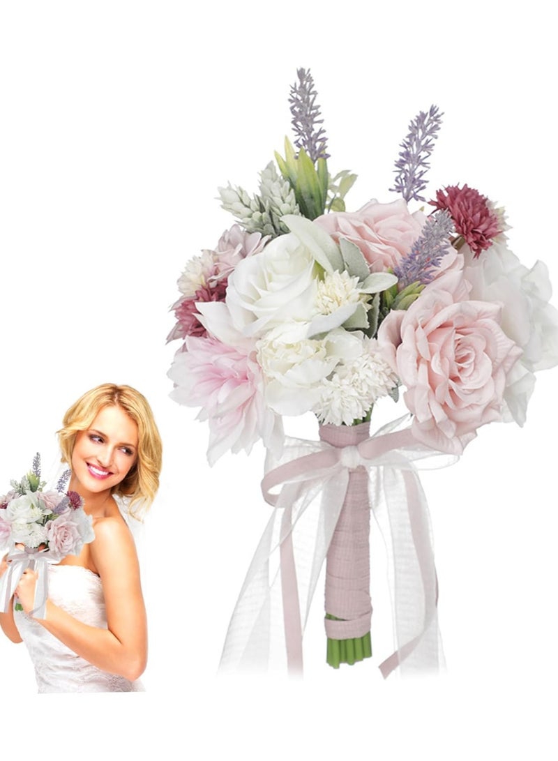 KASTWAVE Wedding Bouquet for Bride, Artificial Rose Flower Bridal Wedding Bouquet Bridesmaid Holding Flowers for Wedding Party Table Centerpiece Decor - Image 1