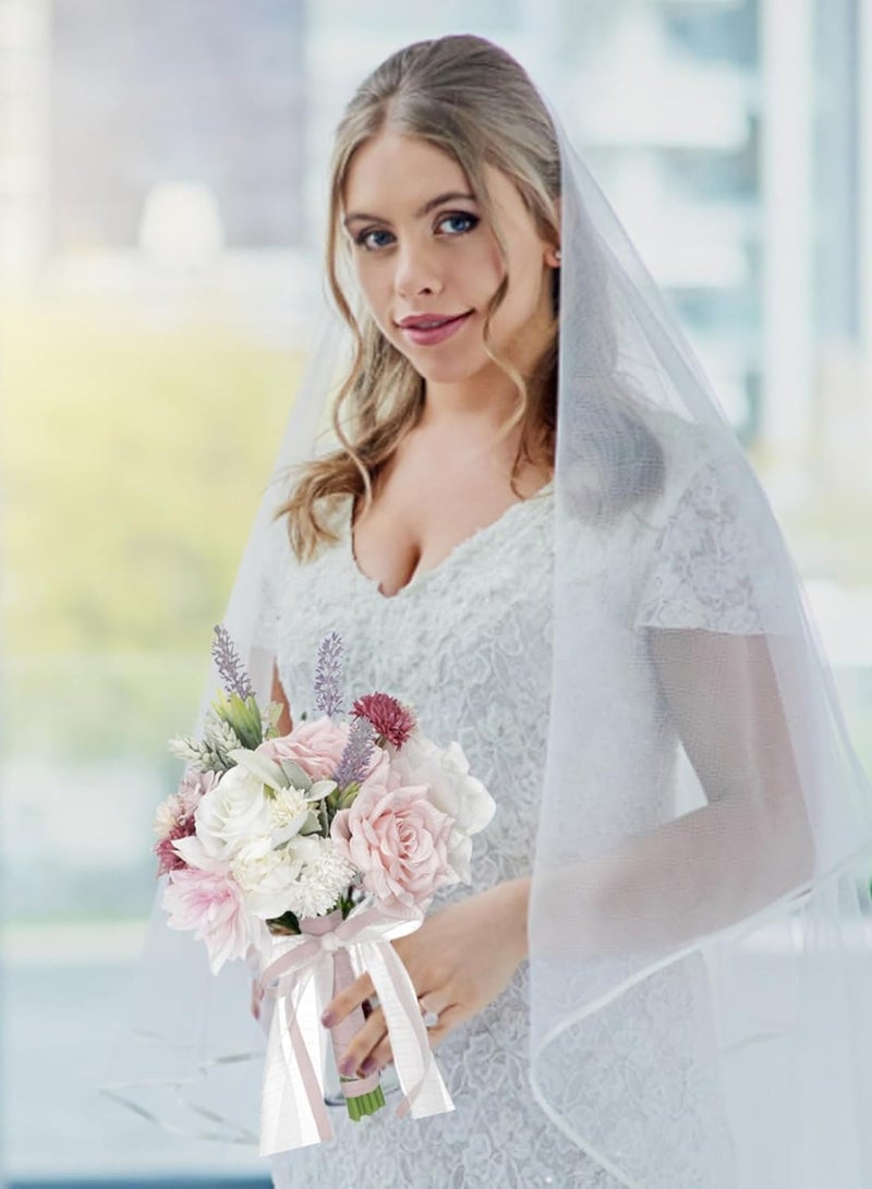 KASTWAVE Wedding Bouquet for Bride, Artificial Rose Flower Bridal Wedding Bouquet Bridesmaid Holding Flowers for Wedding Party Table Centerpiece Decor - Image 2