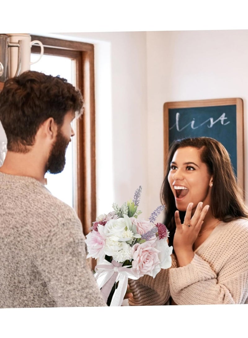 KASTWAVE Wedding Bouquet for Bride, Artificial Rose Flower Bridal Wedding Bouquet Bridesmaid Holding Flowers for Wedding Party Table Centerpiece Decor - Image 3