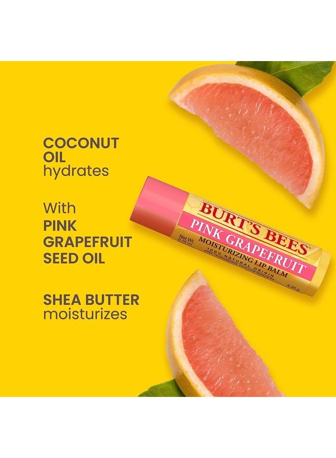 Burt's Bees بلسم شفاه مرطب 100% من أصل طبيعي، جريب فروت وردي مع شمع العسل ومستخلصات الفواكه، 1 أنبوب - Image 2