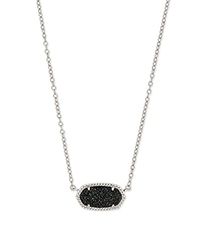 Kendra Scott Elisa Pendant Necklace for Women, Fashion Jewelry, Rhodium-Plated, Black Drusy - Image 1