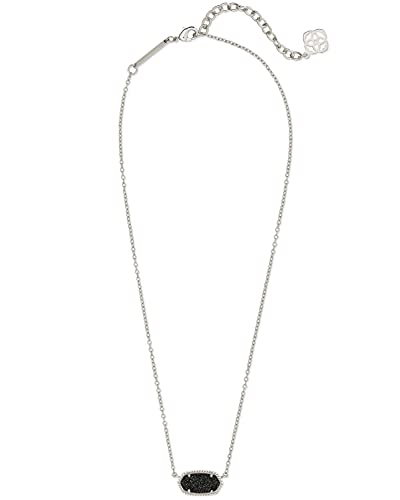 Kendra Scott Elisa Pendant Necklace for Women, Fashion Jewelry, Rhodium-Plated, Black Drusy - Image 2