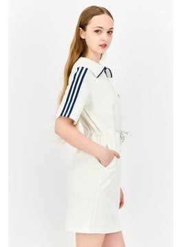 adidas Originals Women Sportswear Fit Short Sleeve Outdoor Dress, Off White  - Image 3