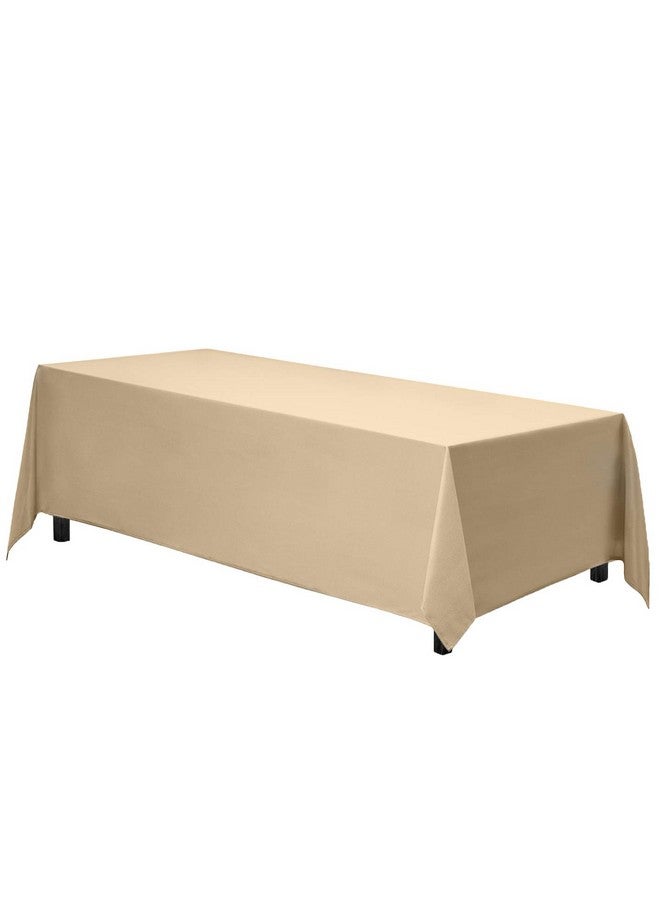 Gee Di Moda Rectangle Tablecloth - 90 x 132 Inch, Beige, Polyester, Perfect for 6 Foot Table, Easy Care & Durable, Ideal for Buffet, Parties, Holidays & More - Image 1