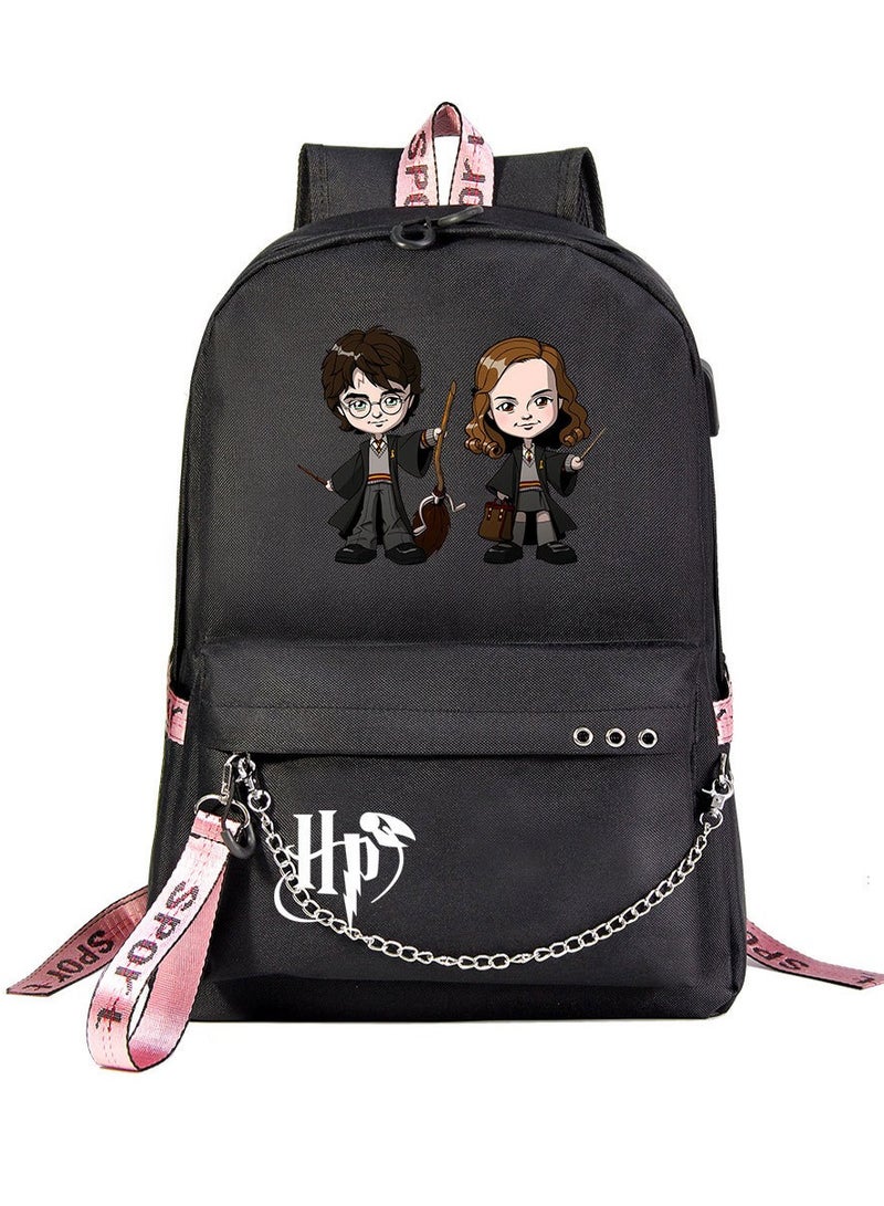 Harry Potter Cartoon Print Student Youth Large Capacity Backpack For Men And Women