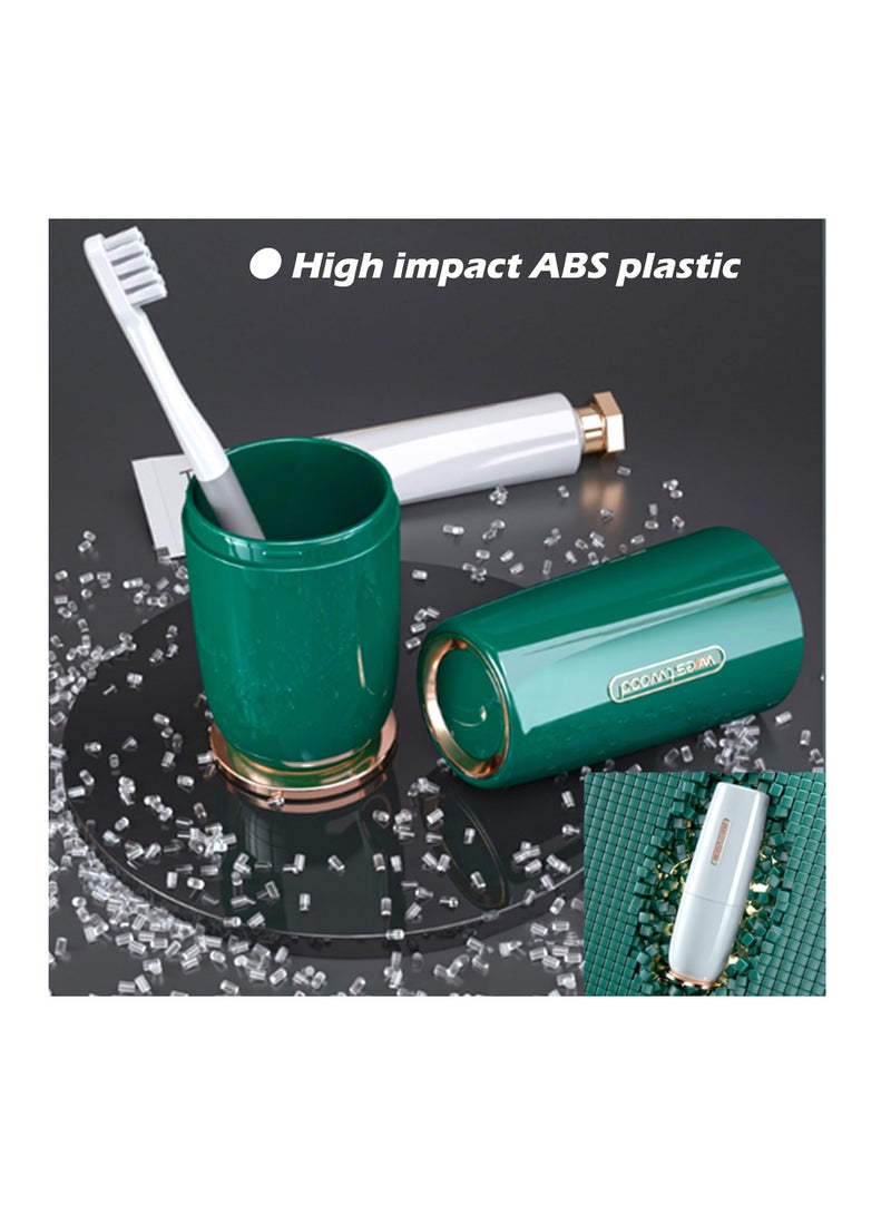 Excefore Luxury Green Plastic Travel Toothbrush Holder Case with Cover, Portable Travel Toothbrush Cup, Storage Container for Travel, Home, School, Camping - Image 5