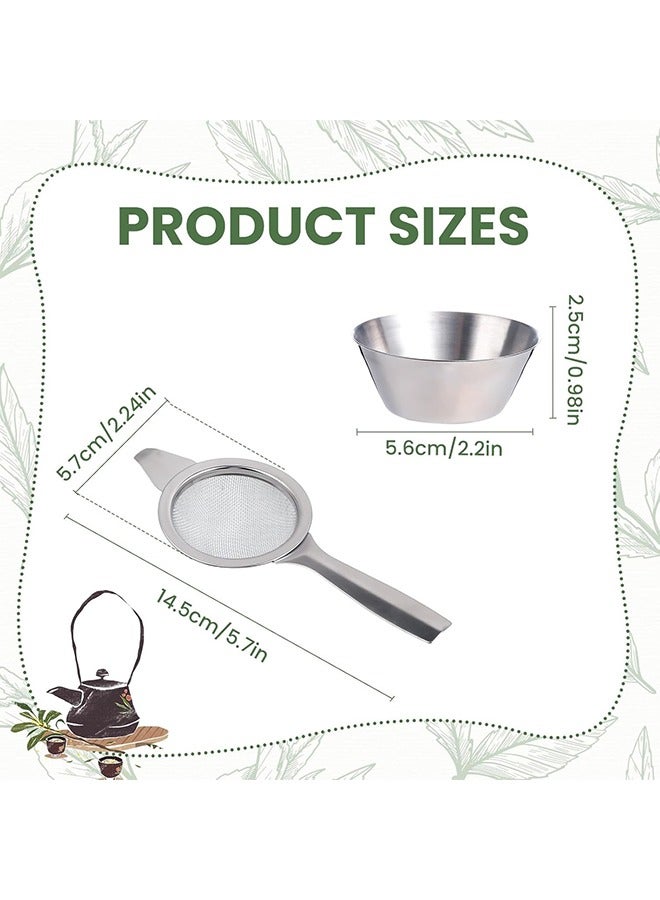 meayul Stainless Steel Tea Filter with Drip Bowl, Fine Mesh Tea Strainer for Loose Leaf Tea, Coffee, and Dry Ingredients, Non-Slip Handle, Easy to Clean, Rust-Resistant Kitchen Tool  - Image 2